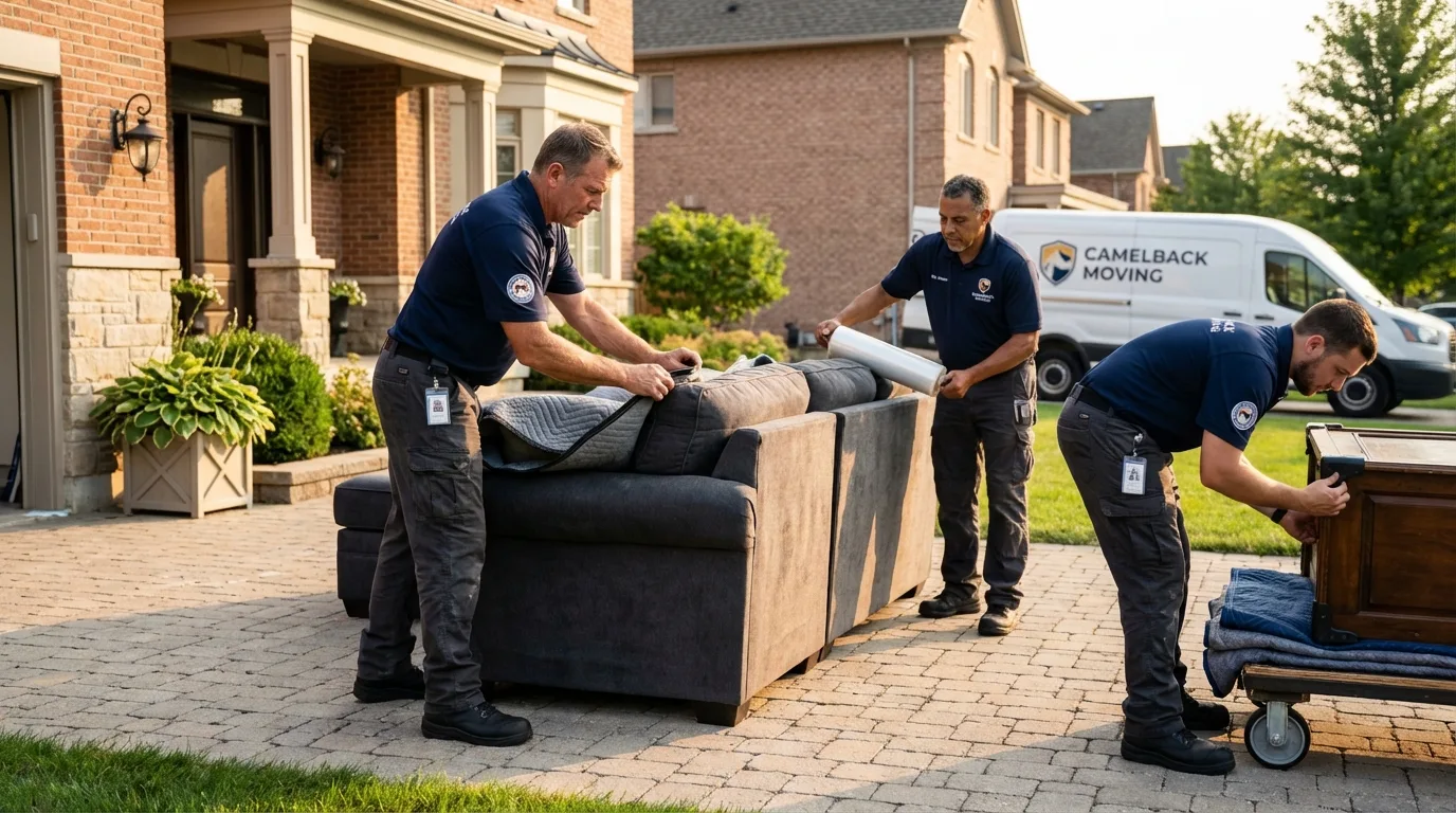 Large estate moving crew wrapping furniture in Dickens, TX